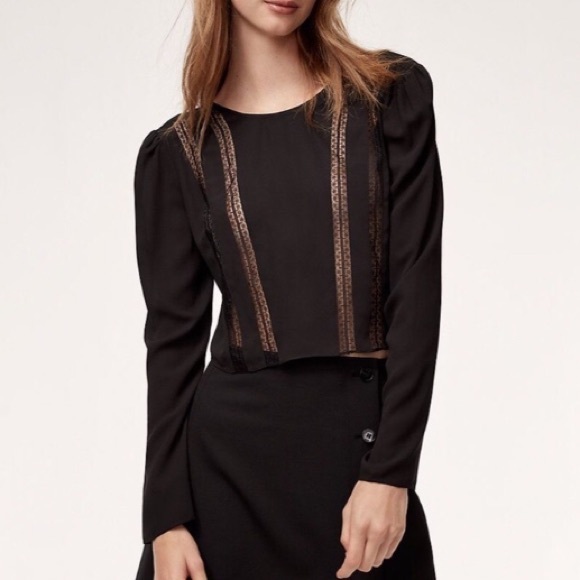 New! Sunday Best - Aritzia cropped blouse, blue extra small - Picture 4 of 11